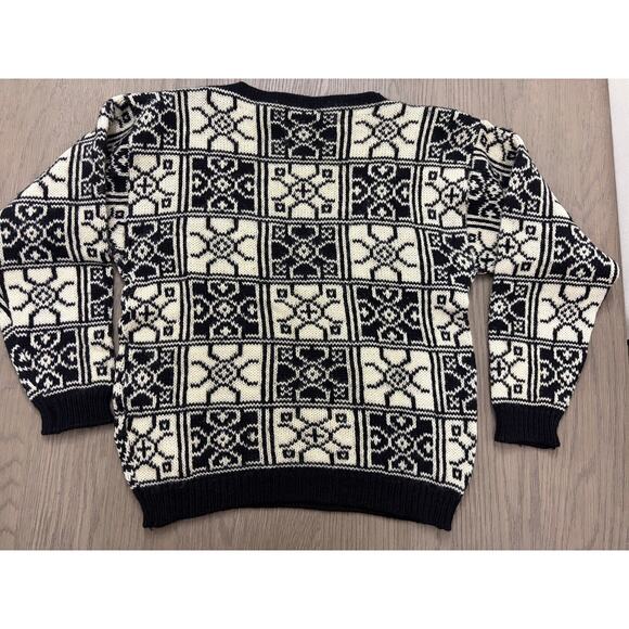 Gjendin Norwegian Hand Knit Pure Wool Sweater Black White Medium - Picture 3 of 8